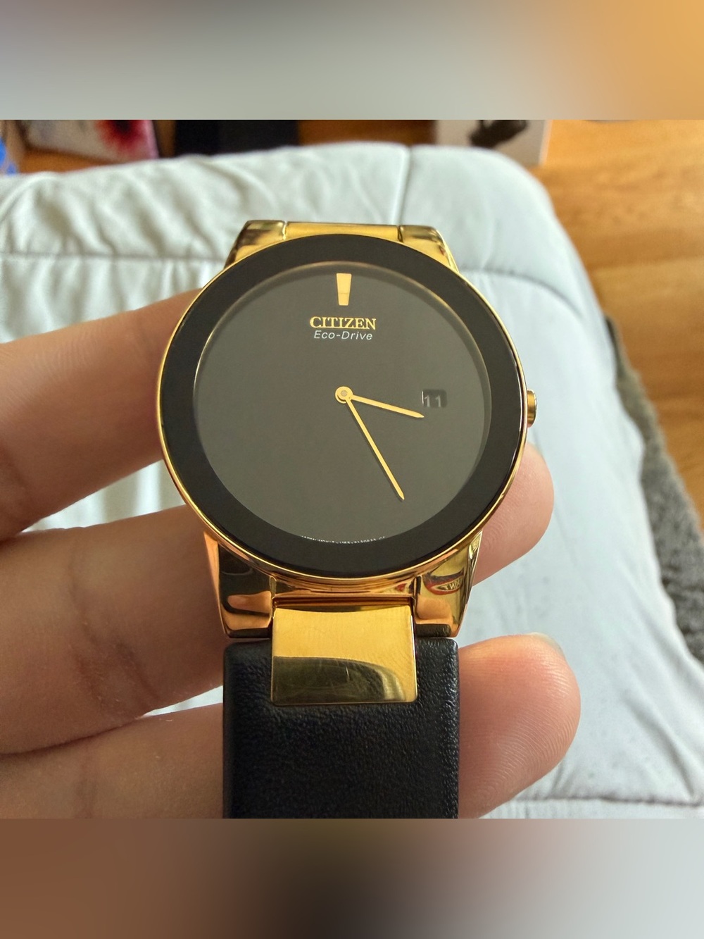 Citizen Men's Eco-Drive Modern Eco Axiom Watch 40mm Gold Tone Genuine Leather